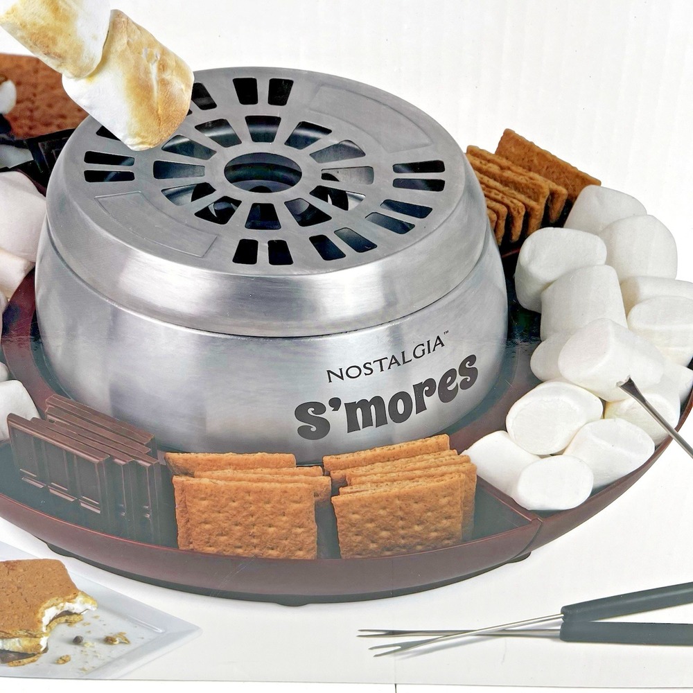 Nostalgia LSM400 Electric S'mores Maker Indoor Tabletop Roaster Brown